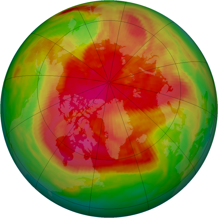 Arctic ozone map for 19 March 1989